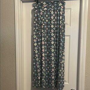 Copper Key Floral Maxi Skirt in Blue and Cream